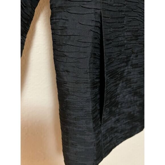 EILEEN FISHER Open Jacket 100% Silk Black Crinkle Open Magnet Closure Women's S - Picture 7 of 16